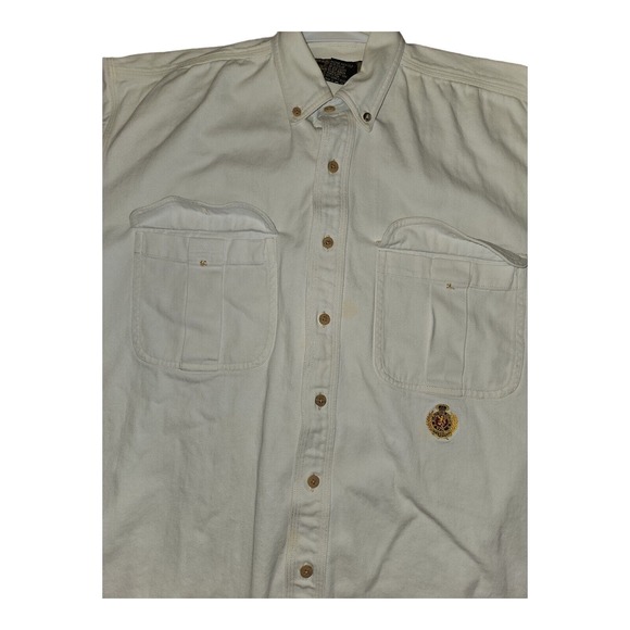 Vintage J.Riggings Hunting Horn Button Down Shirt Medium Men's White Embroidered - Picture 5 of 10